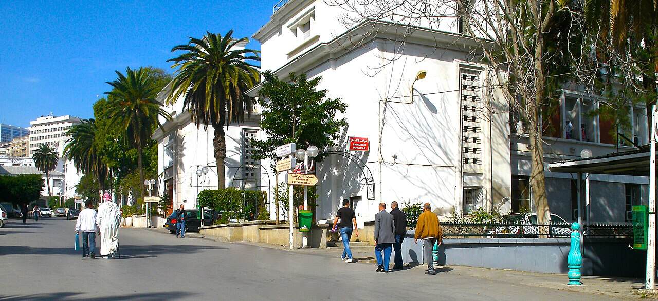 Main entrance to Mustapha Pacha University Hospital in Algiers.